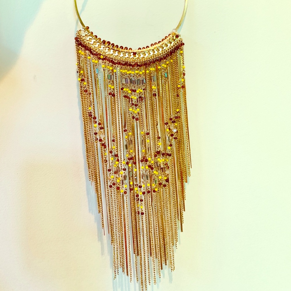 Bebe statement beaded & gold statement necklace